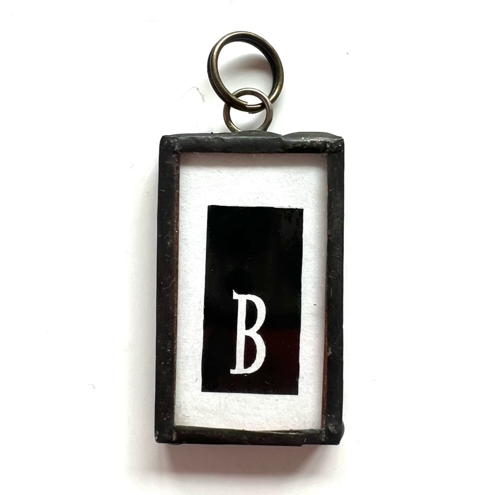 Black and White Initial Pendant Necklace handmade shadow box collage diy project